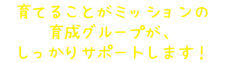 育てることがミッションの育成グループが、しっかりサポートします！